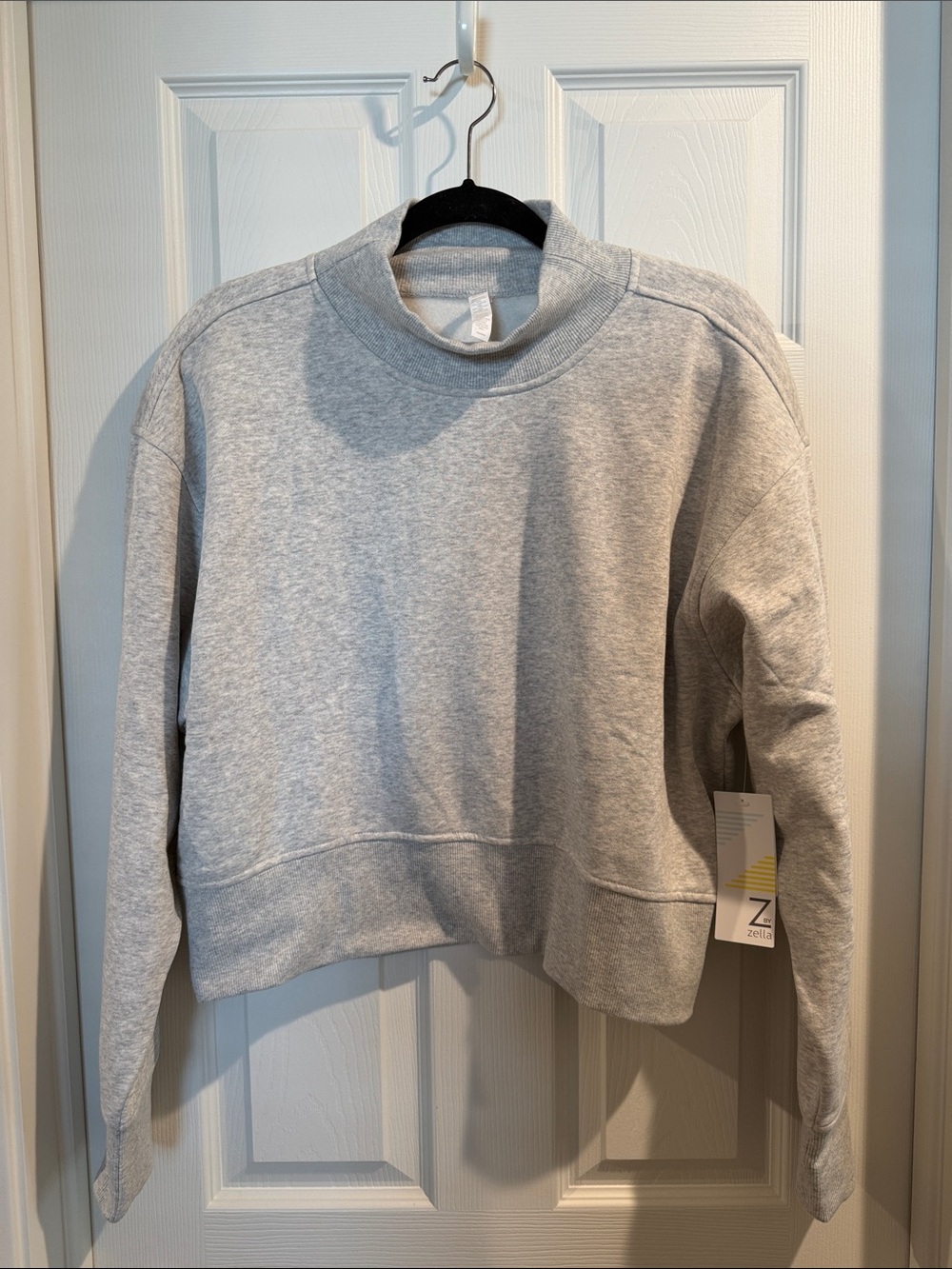 Zella Mock Neck Pullover Sweatshirt - Light Gray (Large)
